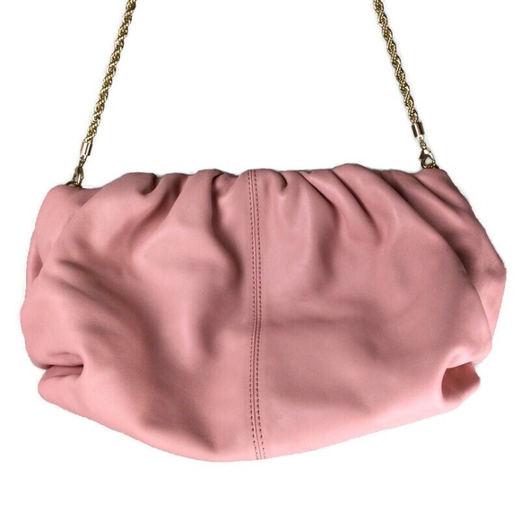 NWOT Loeffler Randall Analeigh Ballet Pink Leather Ruched Clutch - Picture 3 of 12
